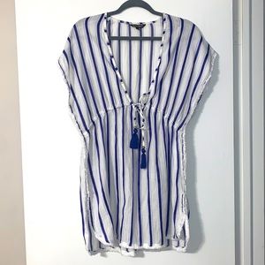 Beach Cover Up Navy/White Strips